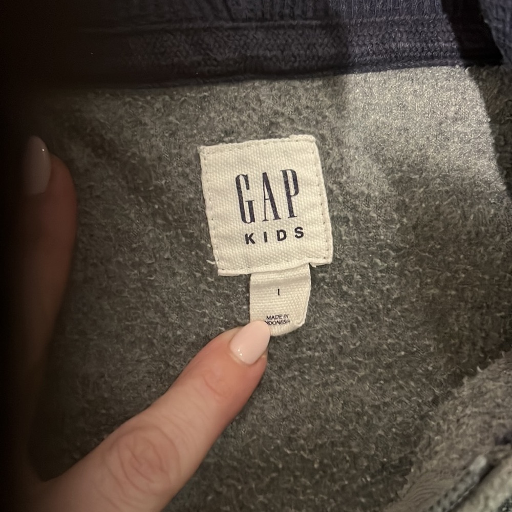 Gap Fleece Jacket Hoodie size large Grey and Neón Gap logo Zip Sweater - Picture 3 of 7